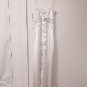 Lace satin white maxi dress